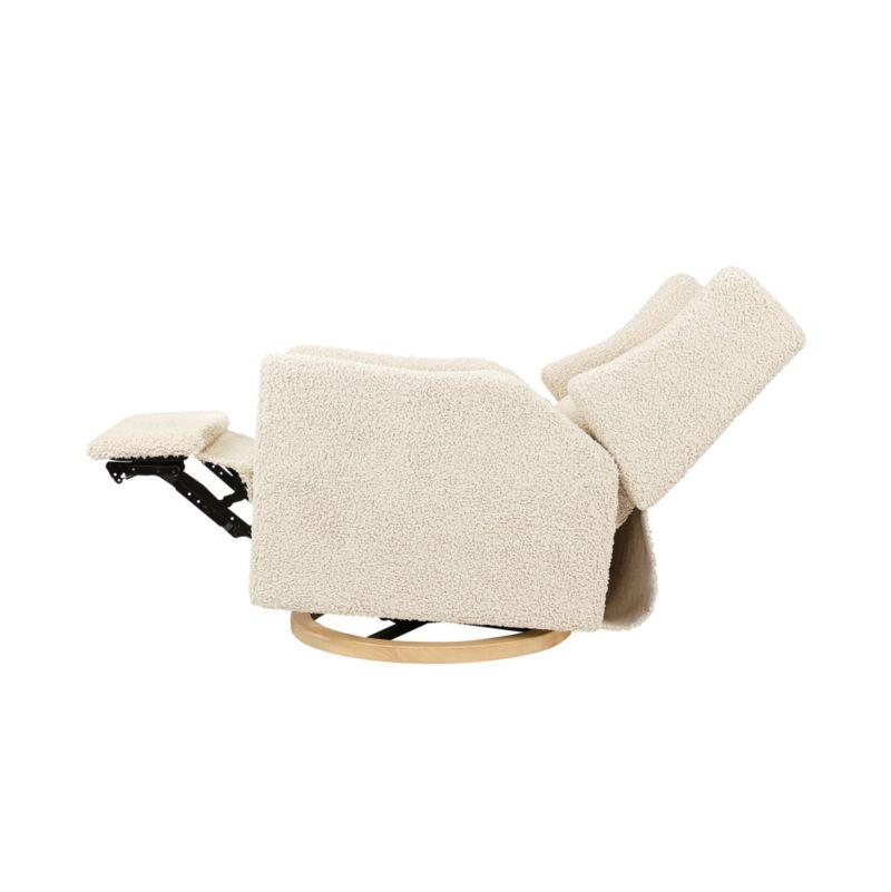 Babyletto Kiwi Almond Teddy Loop Nursery Power Glider Recliner Chair with Light Wood Base