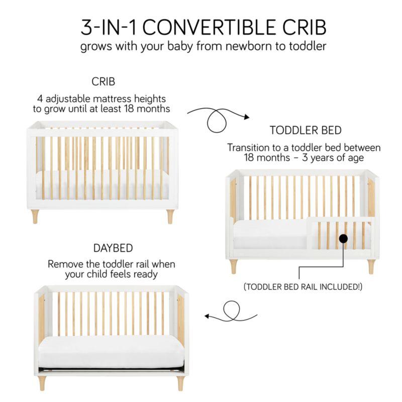 Babyletto Lolly Natural Wood 3-in-1 Convertible Baby Crib with Toddler Bed Conversion Kit