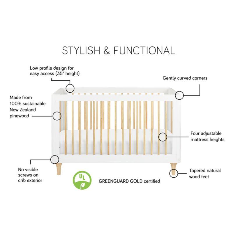 Babyletto Lolly Natural Wood 3-in-1 Convertible Baby Crib with Toddler Bed Conversion Kit