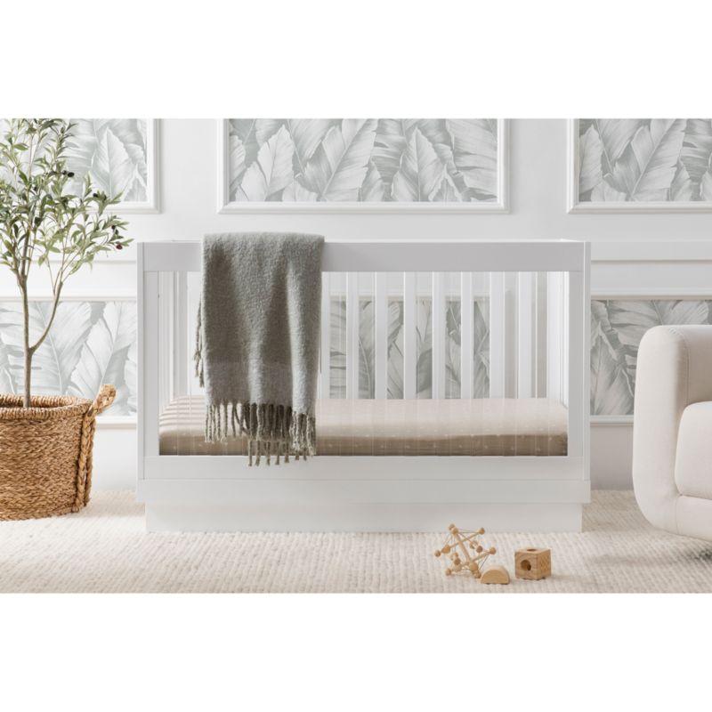 Babyletto Harlow White Acrylic 3-in-1 Convertible Baby Crib with Toddler Bed Conversion Kit