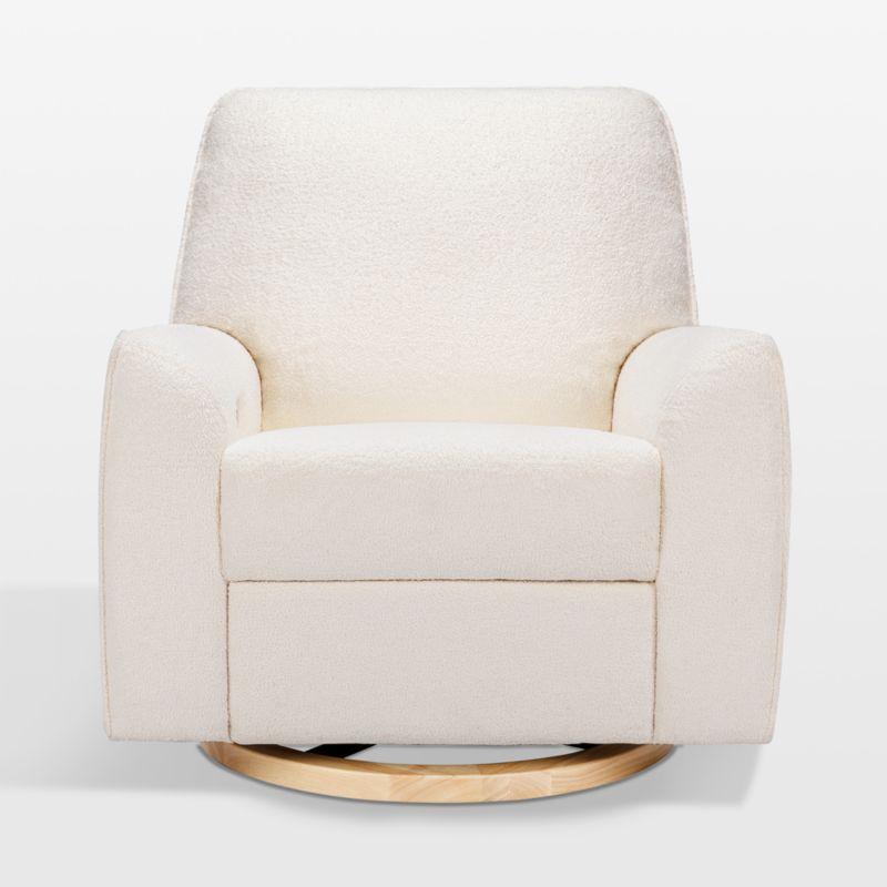 Babyletto Sunday Performance Chantilly Fleece Nursery Power Glider Recliner Chair with Light Wood Base
