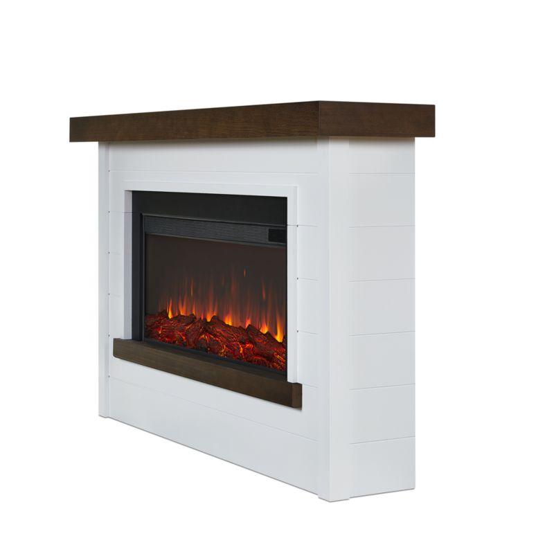 Brynwood White and Brown Wood Electric Fireplace