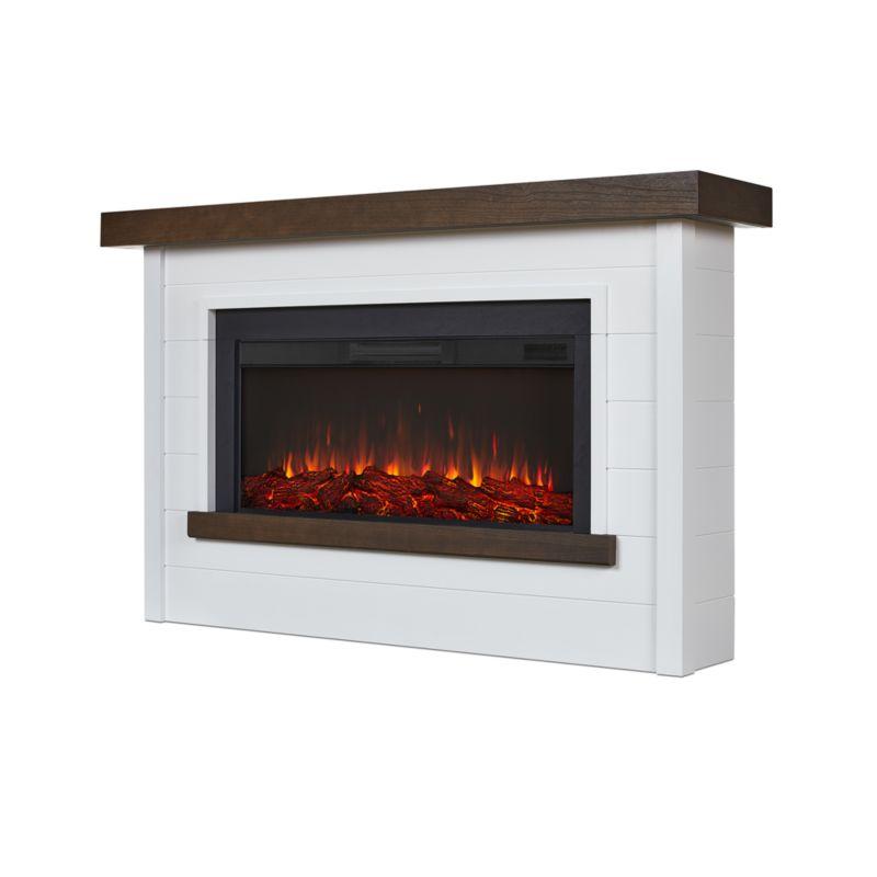 Brynwood White and Brown Wood Electric Fireplace