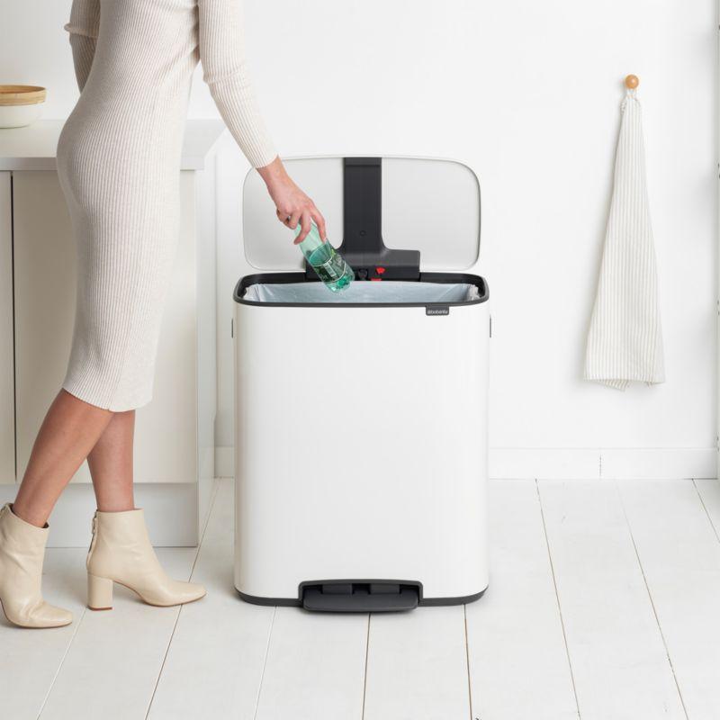 Brabantia Bo Step On Trash Can, White, 16 Gallon
