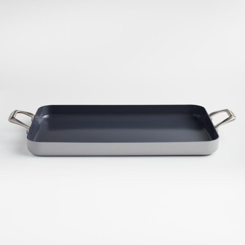 Crate & Barrel EvenCook Ceramic ™ Grey Nonstick Double Burner Griddle