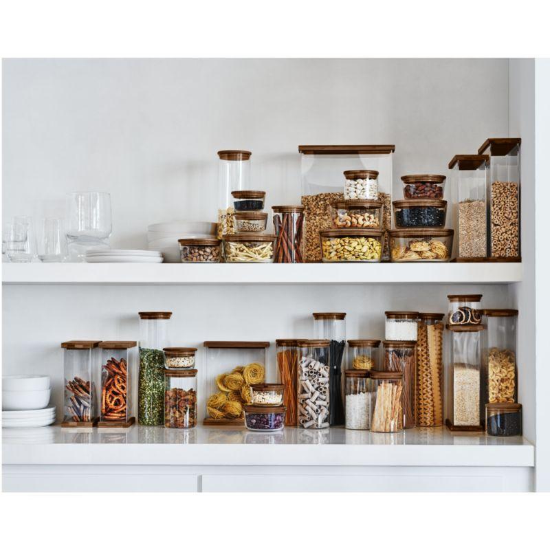 Large Round Glass Canister with FSC-Certified Dark Acacia Wood Lids