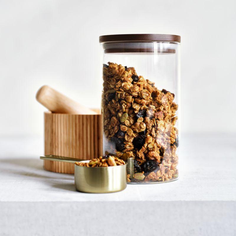 Large Round Glass Canister with FSC-Certified Dark Acacia Wood Lids
