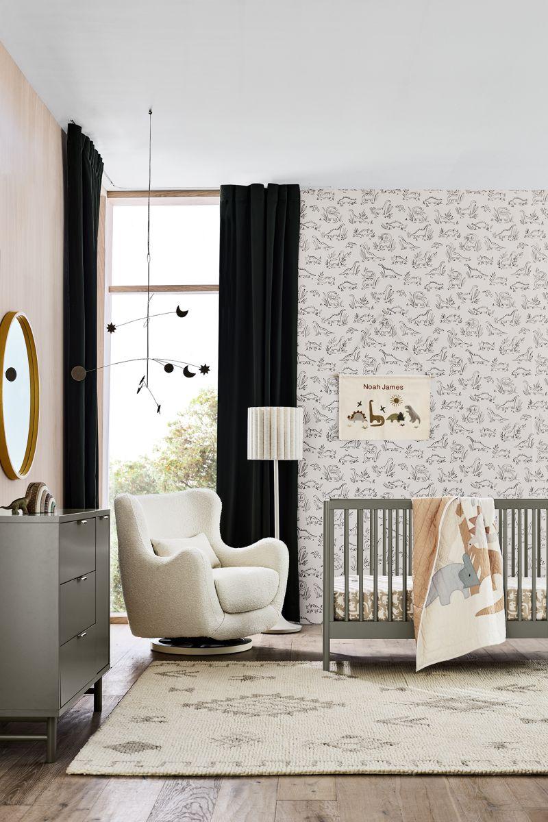 Babyletto x Nursery Works Solstice Ivory Boucle Nursery Glider Chair with Ivory Wood Base