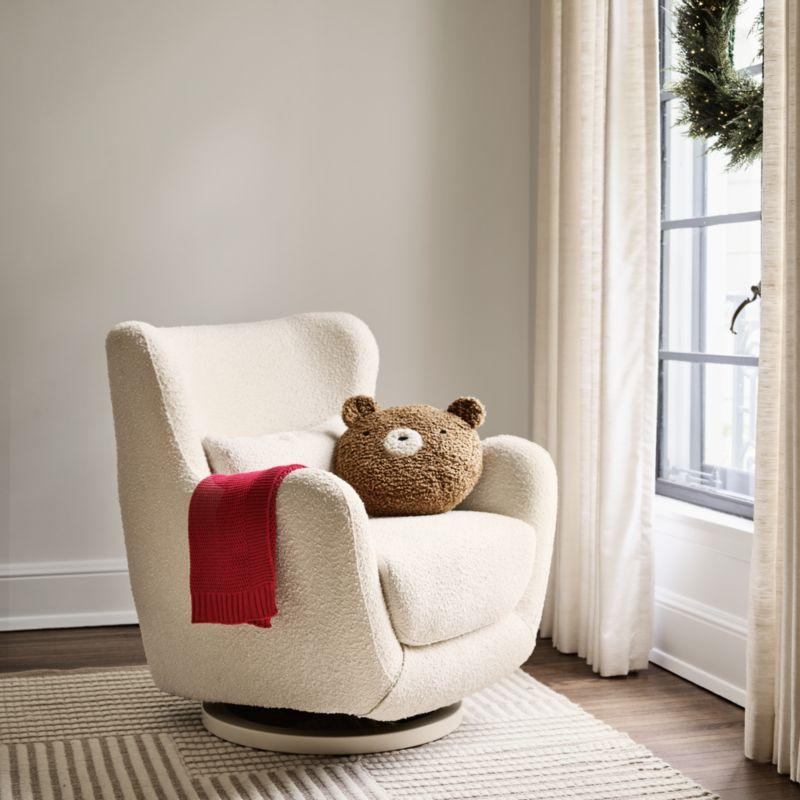 Babyletto x Nursery Works Solstice Ivory Boucle Nursery Glider Chair with Ivory Wood Base