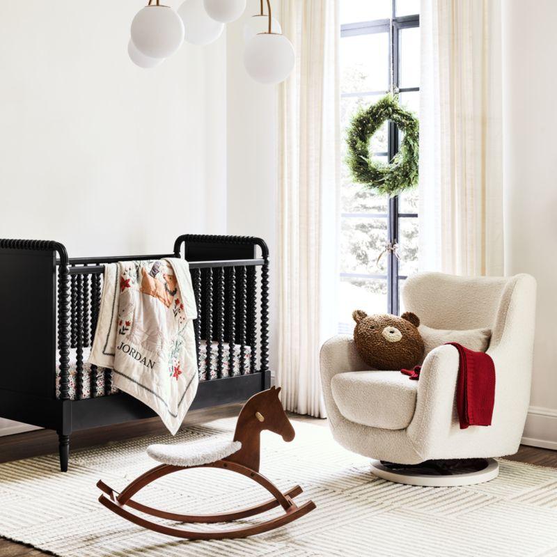 Babyletto x Nursery Works Solstice Ivory Boucle Nursery Glider Chair with Ivory Wood Base