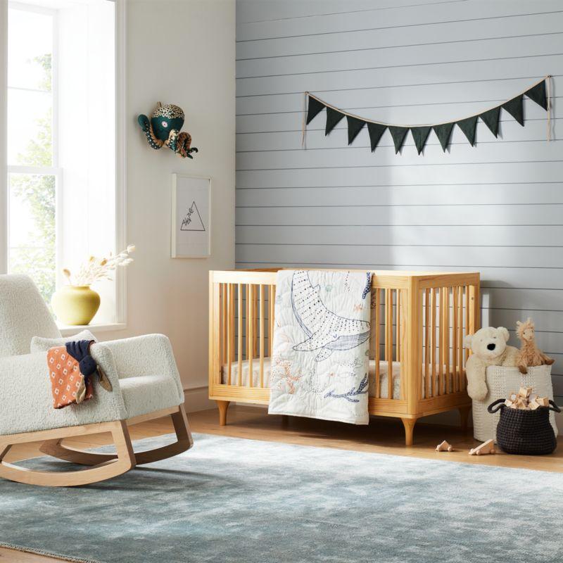 Babyletto Lolly Natural Wood 3-in-1 Convertible Baby Crib with Toddler Bed Conversion Kit