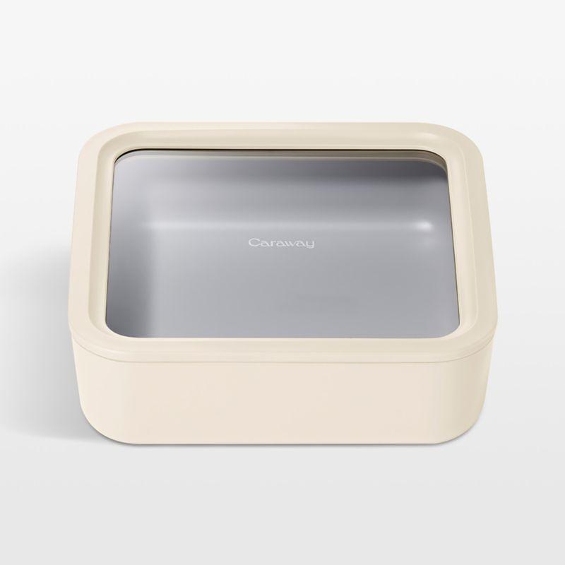 Caraway Home Cream 10-Cup Square Glass Food Storage Container with Lid