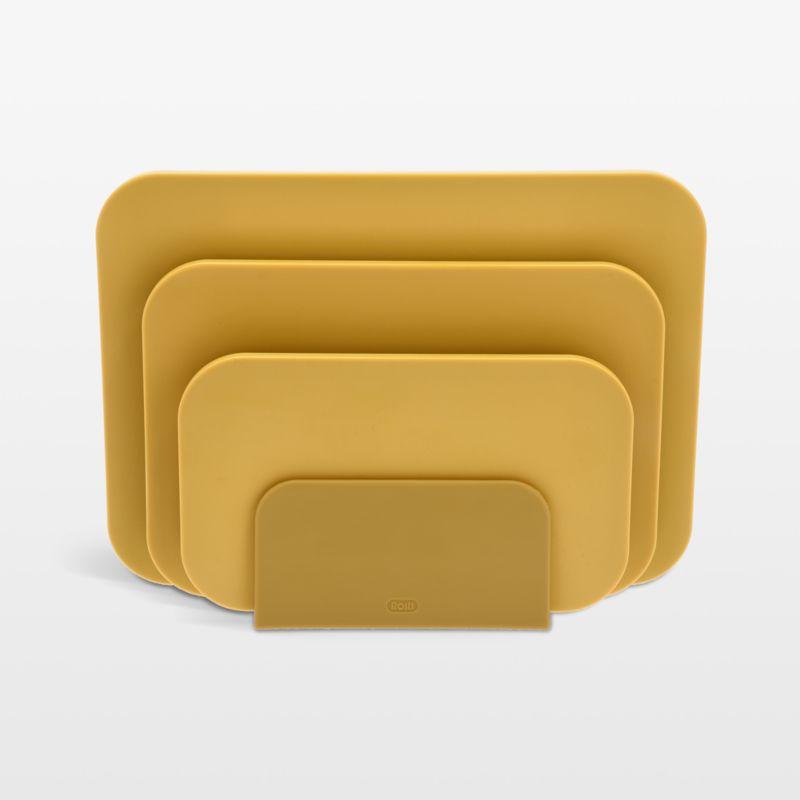 Golden Yellow Plastic Rectangular Cutting Board Set with Holder