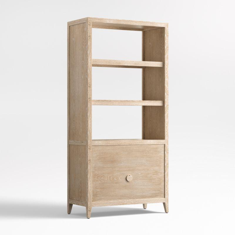 Clairemont 78" Natural Wood 3-Shelf Storage Bookcase