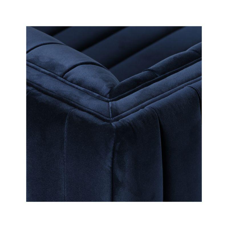 Sapphire Navy Velvet Tuxedo Arm Sofa with Solid Wood Frame