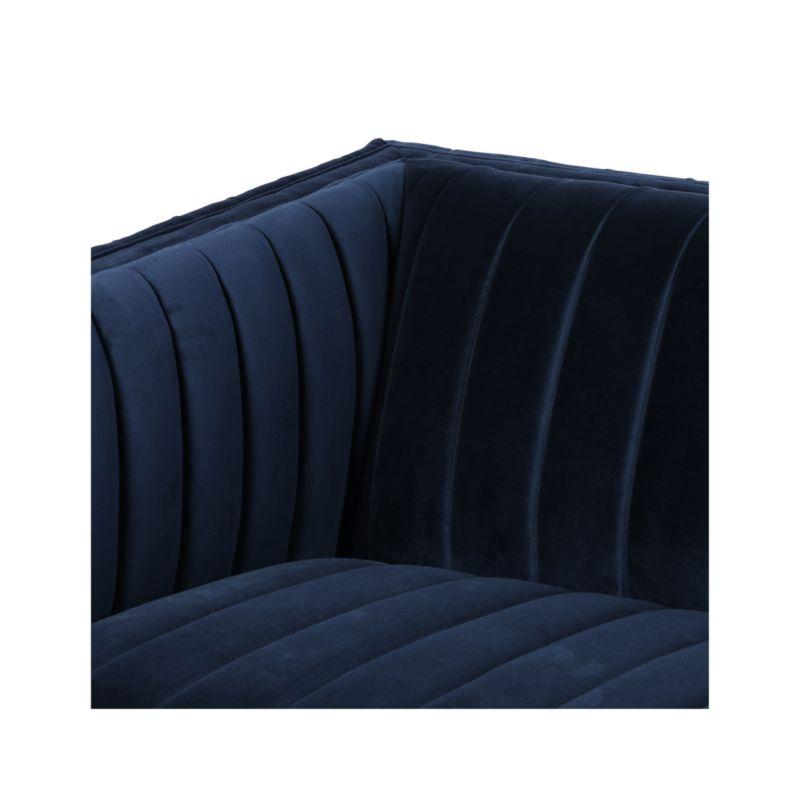 Sapphire Navy Velvet Tuxedo Arm Sofa with Solid Wood Frame