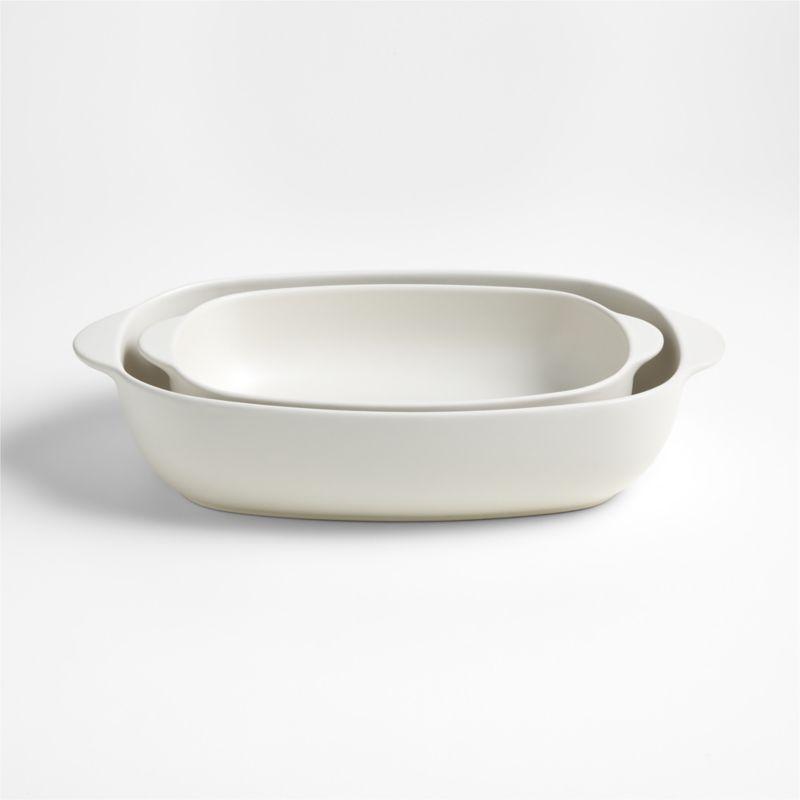 Craft Linen Cream 2-Piece Stoneware Bakers Set