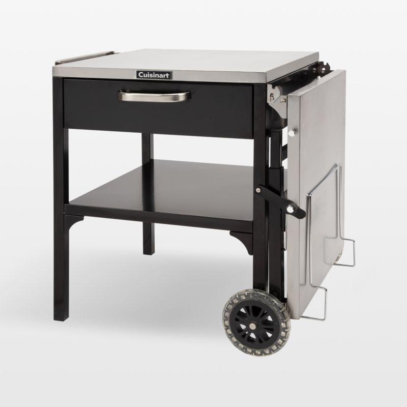 Cuisinart Black and Stainless Steel Outdoor Prep Table with Wheels