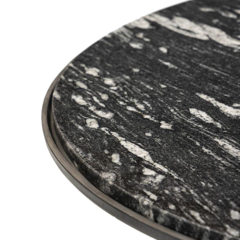 Dev Black Marble and Grey Metal 47" Round Coffee Table