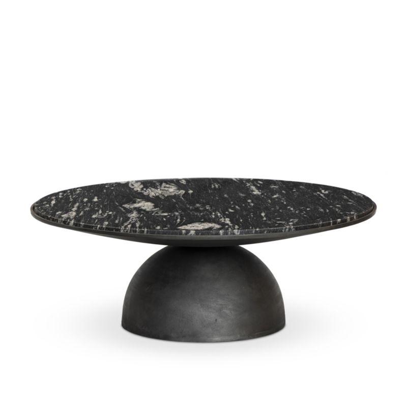 Dev Black Marble and Grey Metal 47" Round Coffee Table