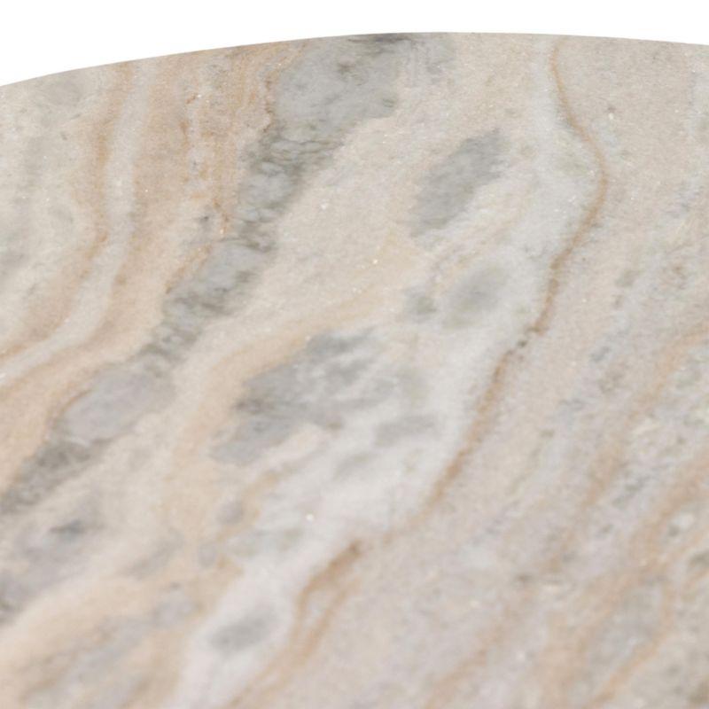 Dev Taupe Marble and Grey Metal End Table