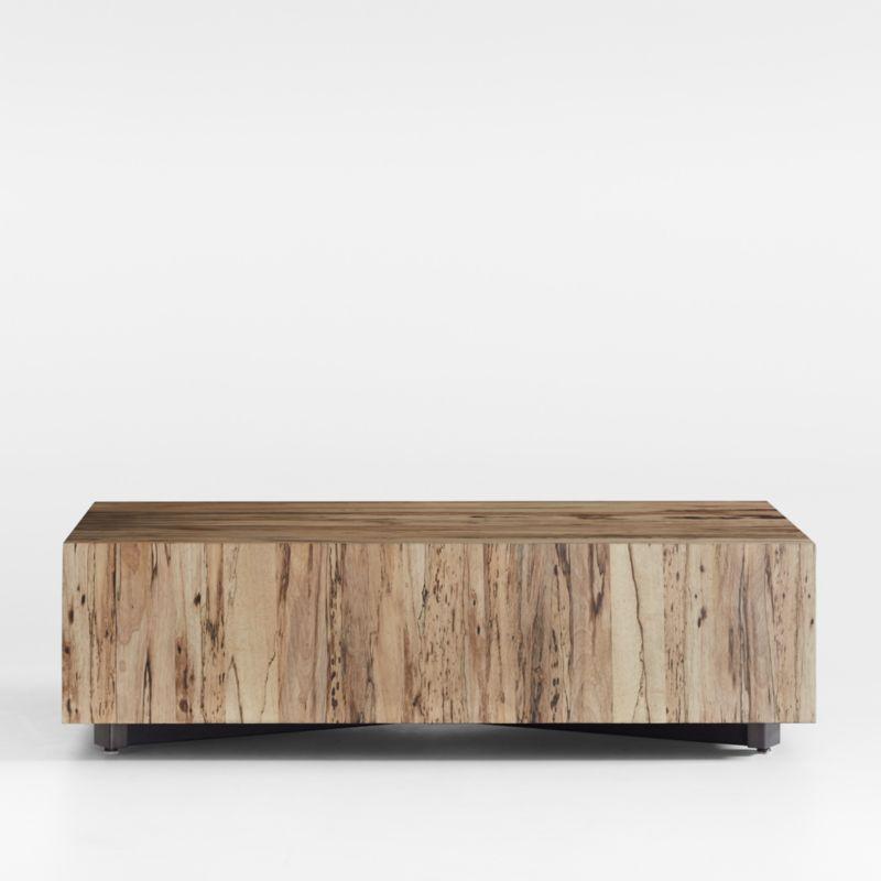 Contemporary Cream Spalted Primavera Wood Coffee Table with Storage