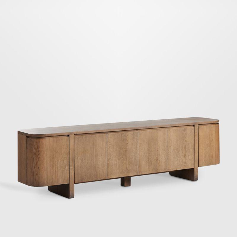 Elle 92" Natural Oak Wood Storage Media Console