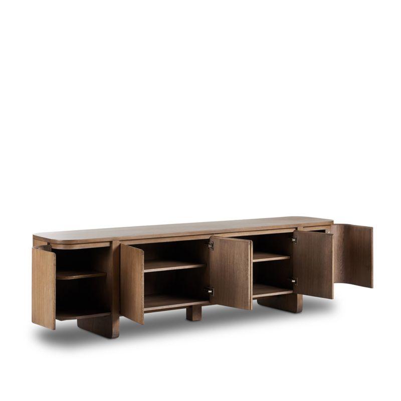 Elle 92" Natural Oak Wood Storage Media Console