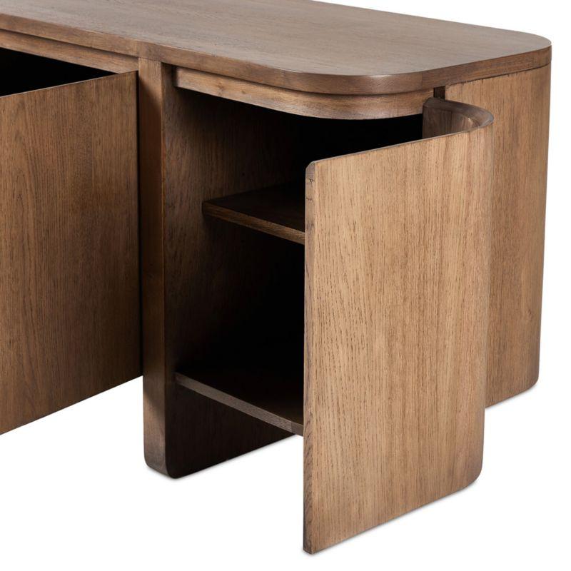 Elle 92" Natural Oak Wood Storage Media Console