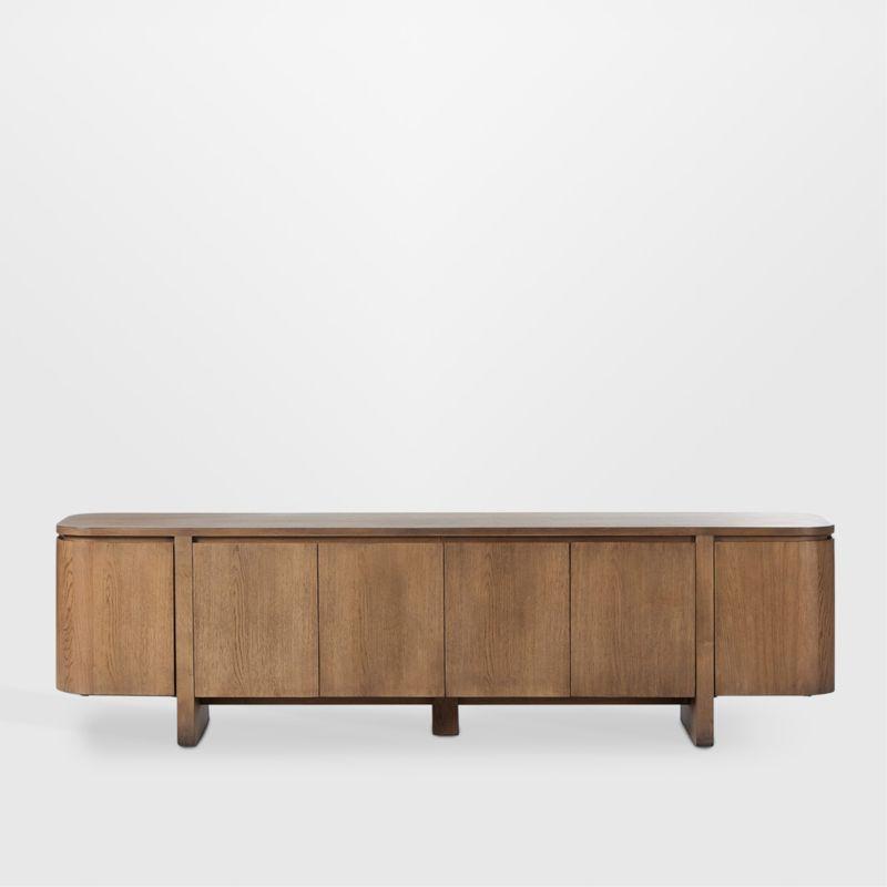 Elle 92" Natural Oak Wood Storage Media Console