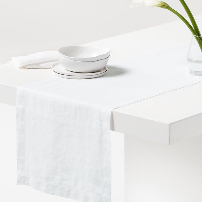 Marin 120" White EUROPEAN FLAX ™-Certified Linen Table Runner