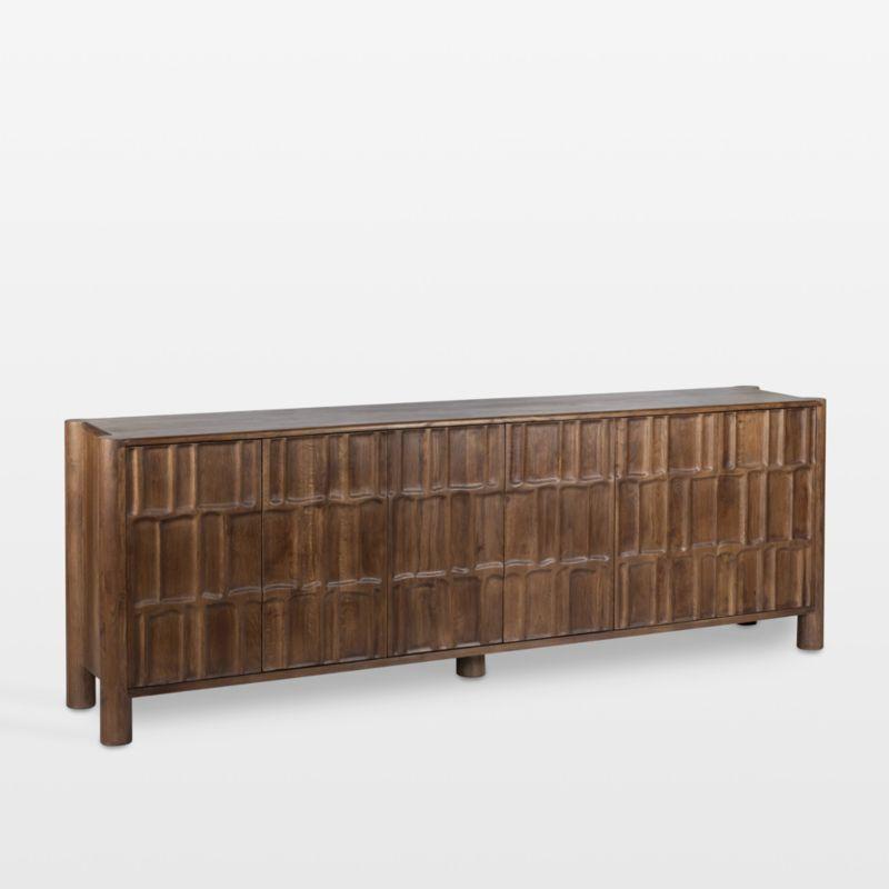 Ezri 98" Brown Carved Oak Wood Media Console