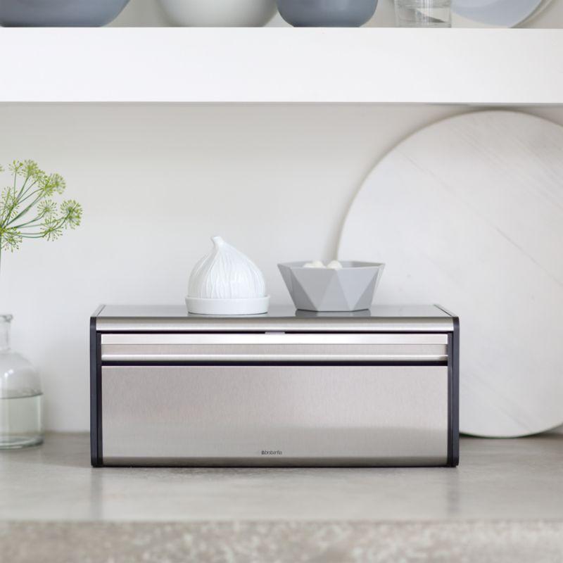 Brabantia Fall Front Bread Box, Matte Steel Fingerprint Proof