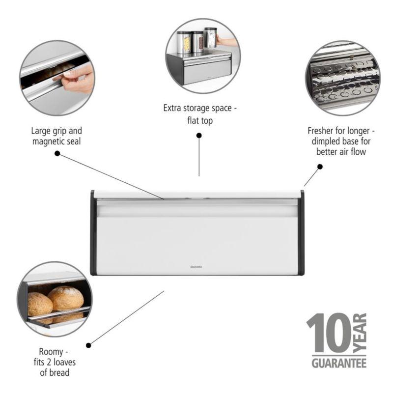 Brabantia Fall Front Bread Box, White