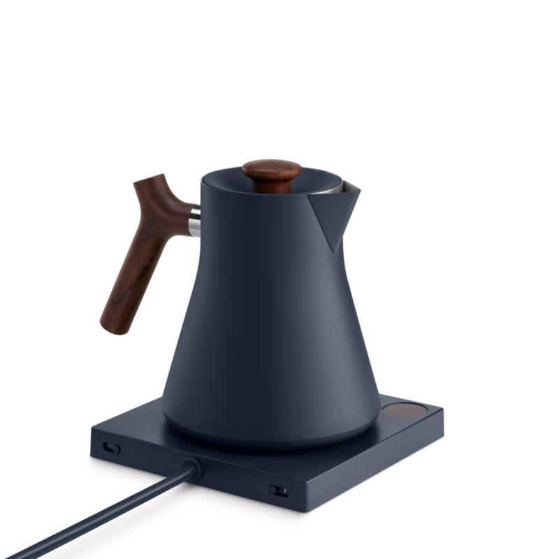 Fellow Corvo EKG Electric Tea Kettle in Stone Blue with Walnut Accents