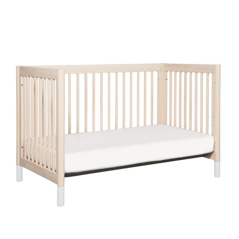 Babyletto Gelato White & Washed Natural Wood 4-in-1 Convertible Baby Crib with Toddler Bed Conversion Kit