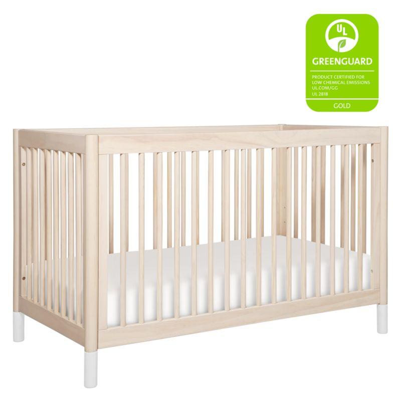 Babyletto Gelato White & Washed Natural Wood 4-in-1 Convertible Baby Crib with Toddler Bed Conversion Kit