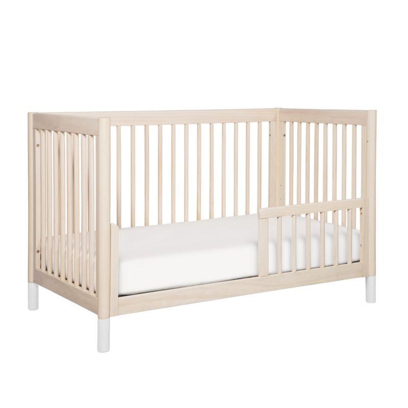 Babyletto Gelato White & Washed Natural Wood 4-in-1 Convertible Baby Crib with Toddler Bed Conversion Kit