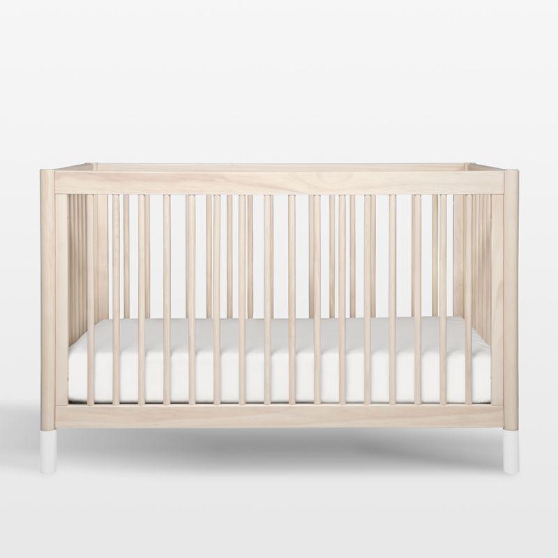 Babyletto Gelato White & Washed Natural Wood 4-in-1 Convertible Baby Crib with Toddler Bed Conversion Kit