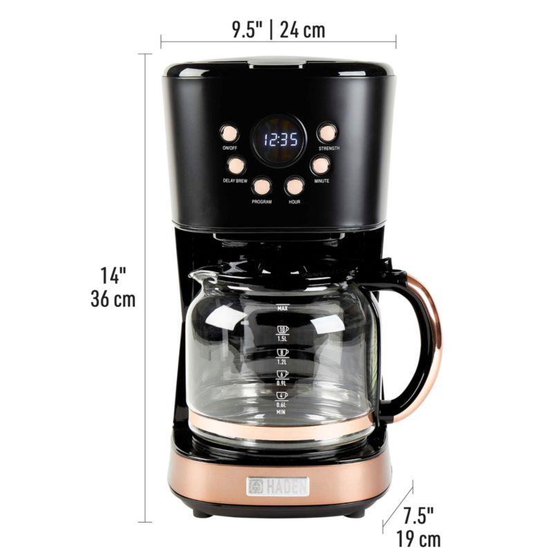 HADEN Black and Copper Programmable Drip Coffee Maker