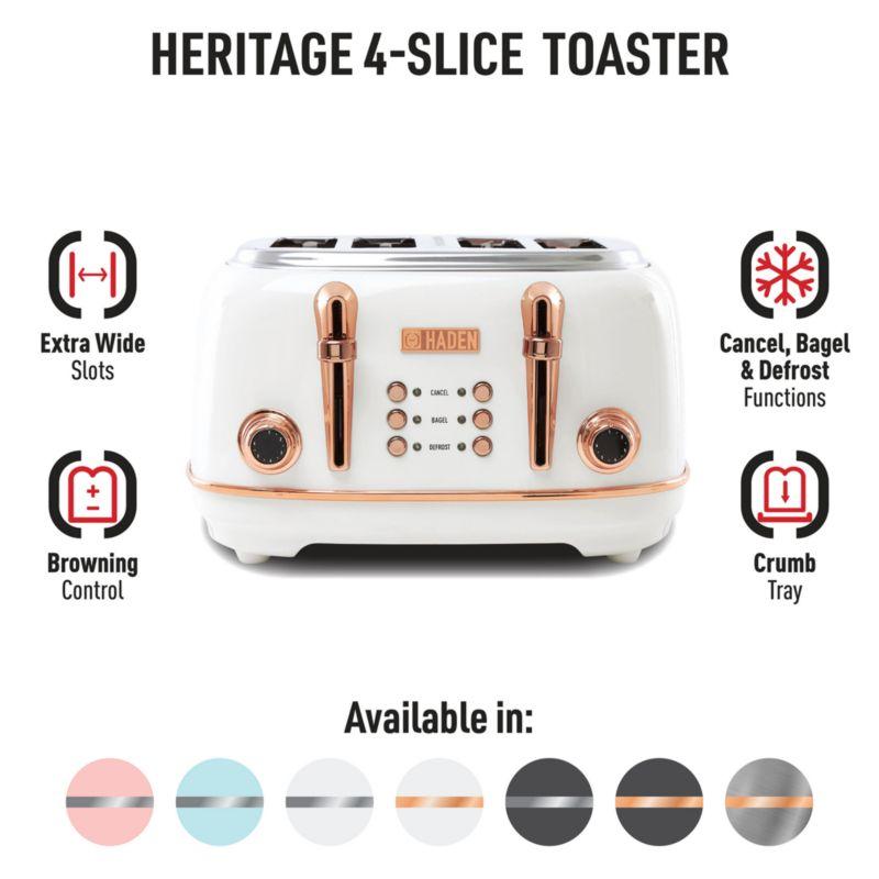 HADEN Heritage Ivory and Copper 4-Slice Toaster