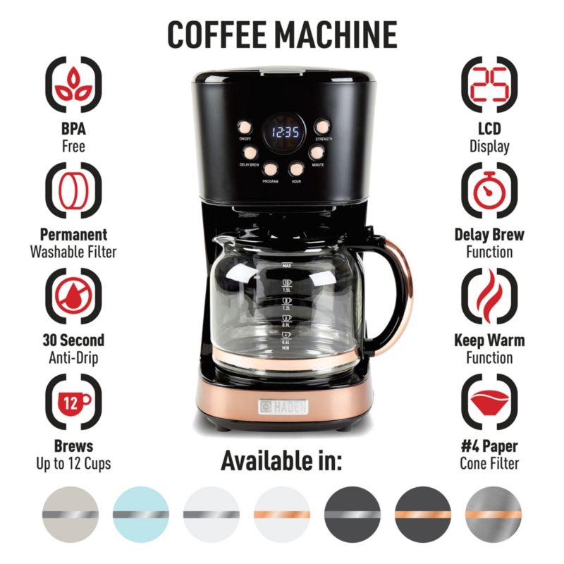 HADEN Black and Copper Programmable Drip Coffee Maker