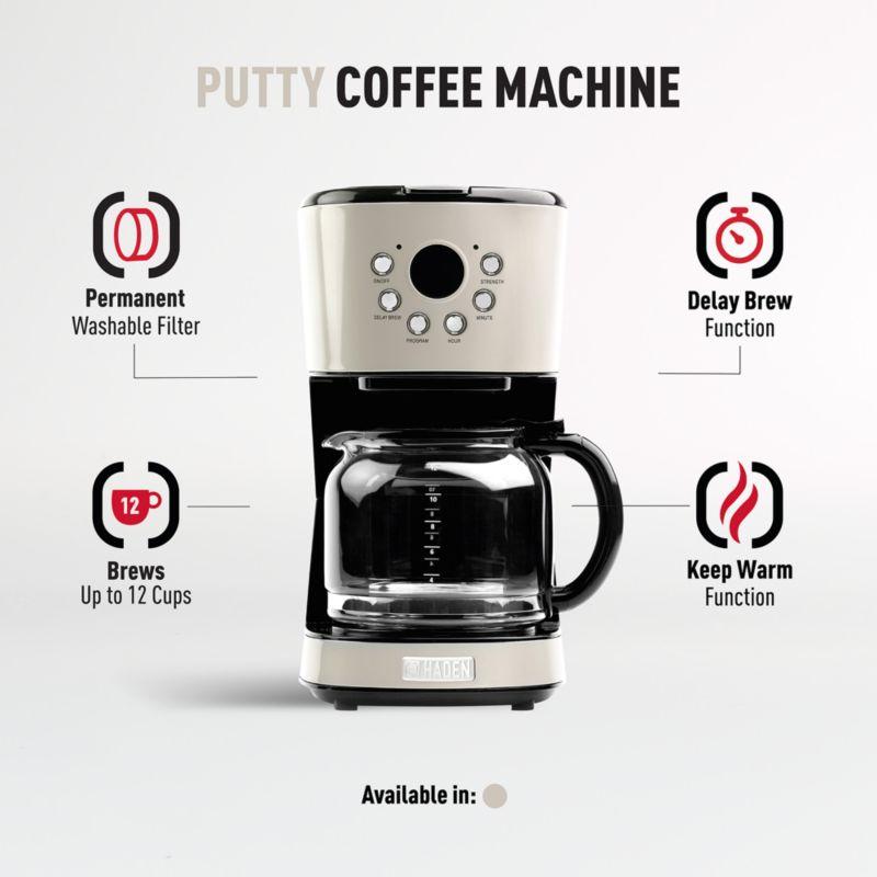 Retro Putty 12-Cup Programmable Coffee Maker with Strength Selector