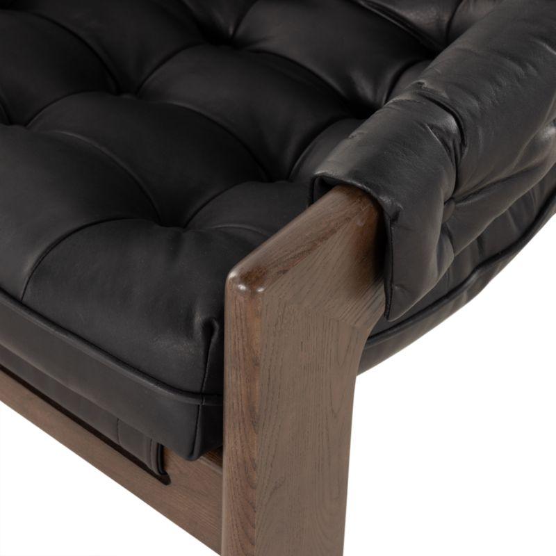 Halston Tufted Black Leather Accent Chair