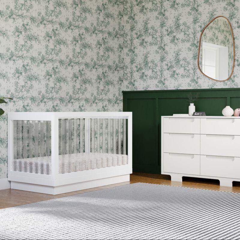 Babyletto Harlow White Acrylic 3-in-1 Convertible Baby Crib with Toddler Bed Conversion Kit