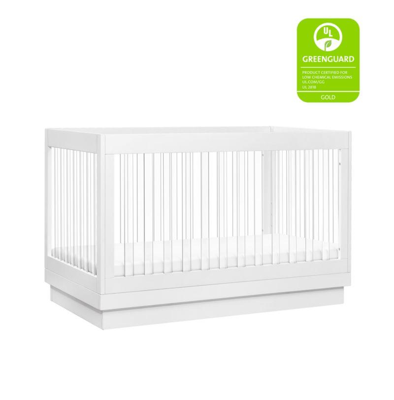 Babyletto Harlow White Acrylic 3-in-1 Convertible Baby Crib with Toddler Bed Conversion Kit