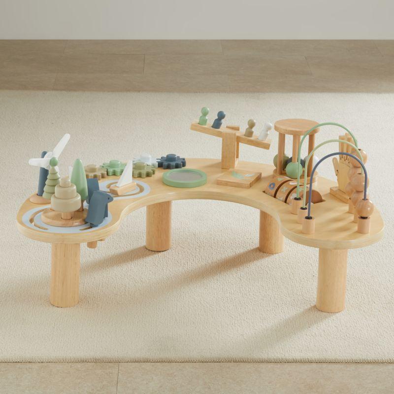 Adjustable Natural Wood Toddler Activity Table with Toys