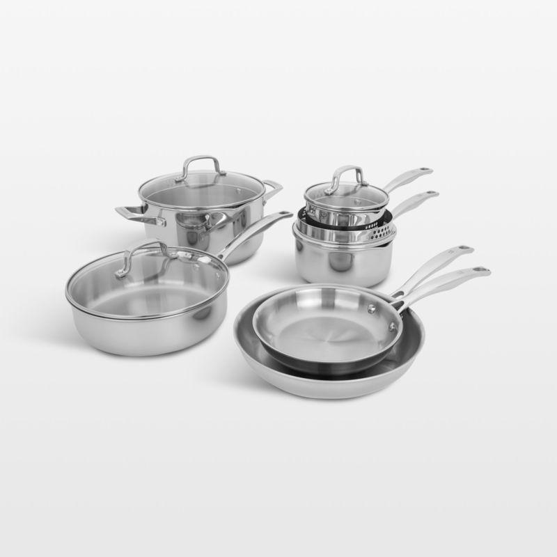 Henckels Clad H3 10-Piece Stainless Steel Cookware Set with Glass Lids