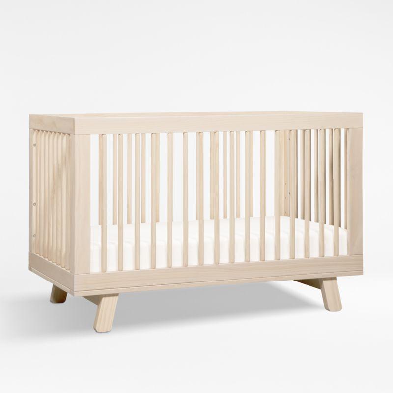 Babyletto Hudson Washed Natural Wood 3-in-1 Convertible Baby Crib with Toddler Bed Conversion Kit