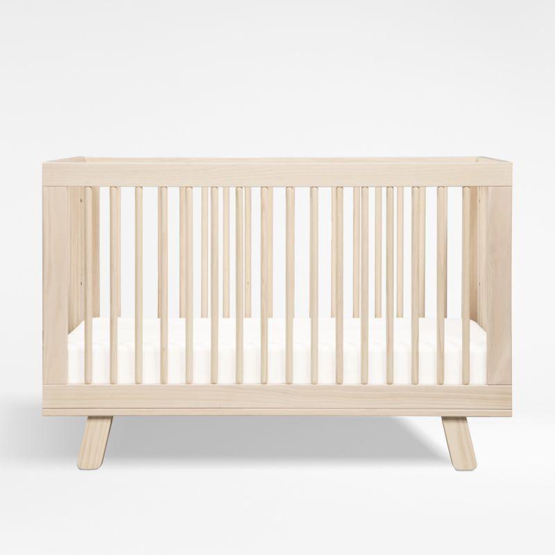 Babyletto Hudson Washed Natural Wood 3-in-1 Convertible Baby Crib with Toddler Bed Conversion Kit